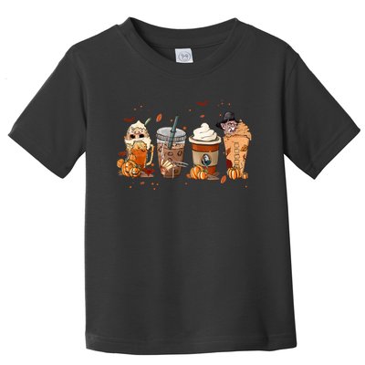 Autumn Fall Horror Latte Coffee Cups Ghost Halloween Toddler T-Shirt