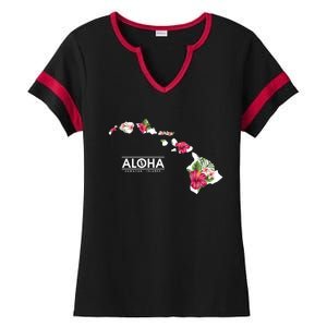 Aloha Floral Hawaiian Islands Gift Ladies Halftime Notch Neck Tee