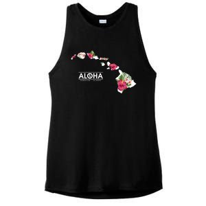 Aloha Floral Hawaiian Islands Gift Ladies PosiCharge Tri-Blend Wicking Tank