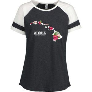 Aloha Floral Hawaiian Islands Gift Enza Ladies Jersey Colorblock Tee