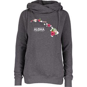 Aloha Floral Hawaiian Islands Gift Womens Funnel Neck Pullover Hood