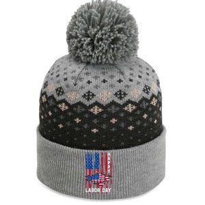 American Flag Happy Labor Day Meaningful Gift The Baniff Cuffed Pom Beanie