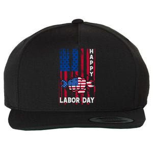 American Flag Happy Labor Day Meaningful Gift Wool Snapback Cap