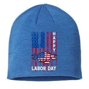 American Flag Happy Labor Day Meaningful Gift Sustainable Beanie