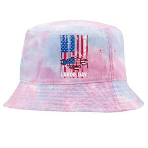 American Flag Happy Labor Day Meaningful Gift Tie-Dyed Bucket Hat