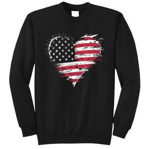 American Flag Heart Women 4th Of July Patriotic Usa Sweatshirt