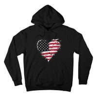 American Flag Heart Women 4th Of July Patriotic Usa Tall Hoodie