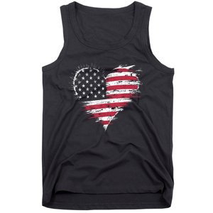 American Flag Heart Women 4th Of July Patriotic Usa Tank Top