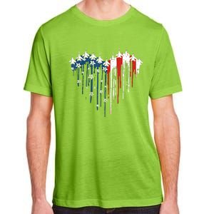 Airplane Flag Heart America 4th Of July Adult ChromaSoft Performance T-Shirt