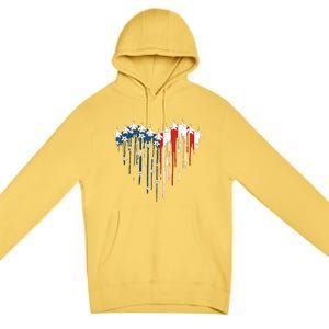 Airplane Flag Heart America 4th Of July Premium Pullover Hoodie