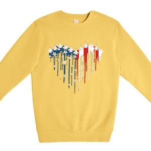 Airplane Flag Heart America 4th Of July Premium Crewneck Sweatshirt