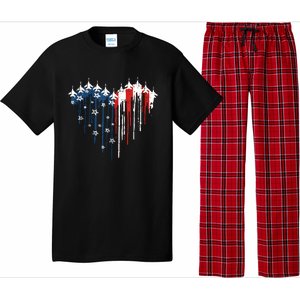 Airplane Flag Heart America 4th Of July Pajama Set