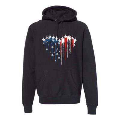 Airplane Flag Heart America 4th Of July Premium Hoodie