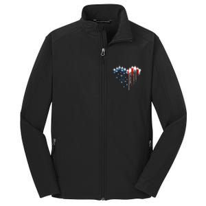 Airplane Flag Heart America 4th Of July Core Soft Shell Jacket