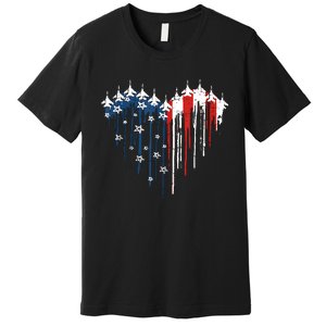 Airplane Flag Heart America 4th Of July Premium T-Shirt