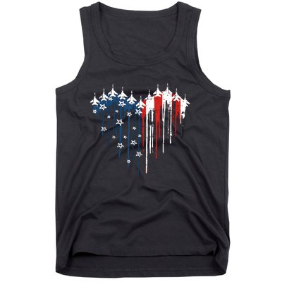 Airplane Flag Heart America 4th Of July Tank Top