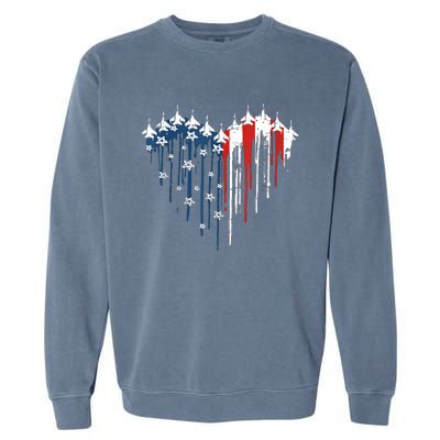 Airplane Flag Heart America 4th Of July Garment-Dyed Sweatshirt