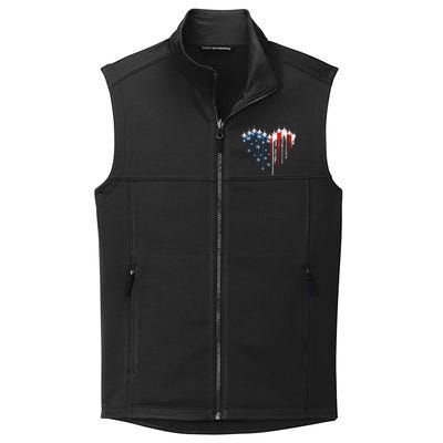 Airplane Flag Heart America 4th Of July Collective Smooth Fleece Vest