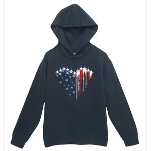 Airplane Flag Heart America 4th Of July Urban Pullover Hoodie