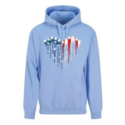 Airplane Flag Heart America 4th Of July Unisex Surf Hoodie