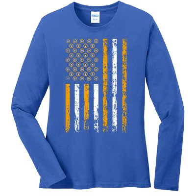 American Flag Holiday Wrench Decoration Labor Day Gift Ladies Long Sleeve Shirt