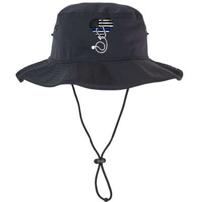 American Flag Heart with Police Thin Blue Line Nurse RN LVN Legacy Cool Fit Booney Bucket Hat