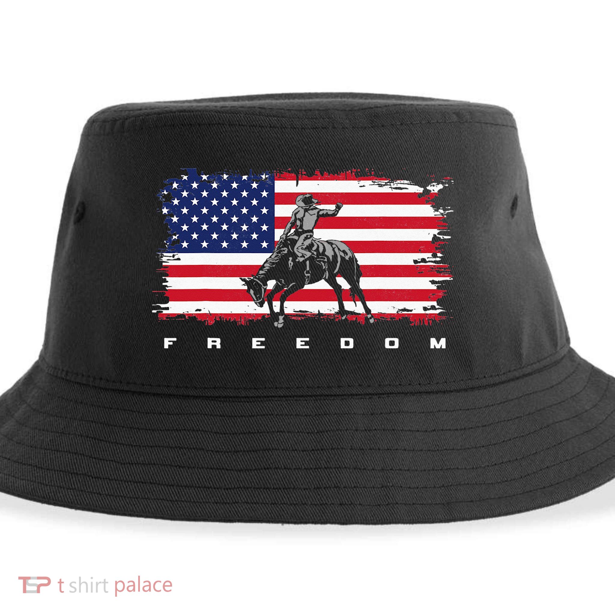 American Flag Horse Riding Rodeo Sustainable Bucket Hat