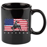 American Flag Horse Riding Rodeo 11oz C Handle Ceramic Mug