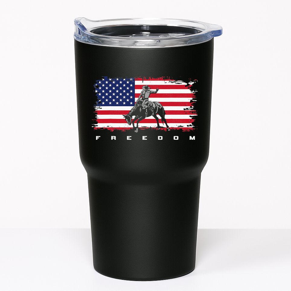 American Flag Horse Riding Rodeo Tumbler