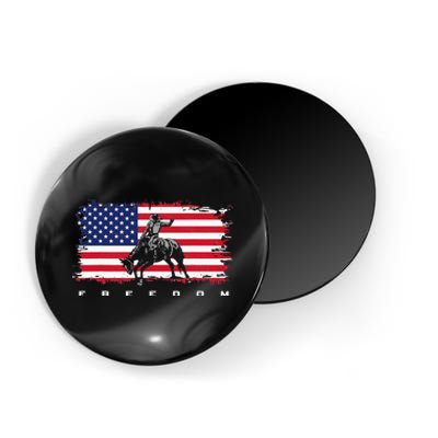 American Flag Horse Riding Rodeo Magnet