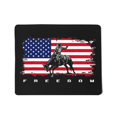 American Flag Horse Riding Rodeo Mousepad