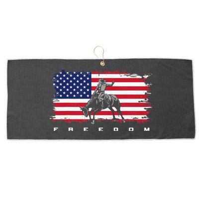 American Flag Horse Riding Rodeo Large Microfiber Waffle Golf Towel