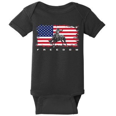 American Flag Horse Riding Rodeo Baby Bodysuit