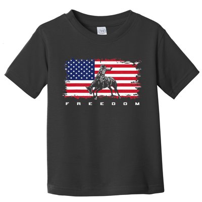 American Flag Horse Riding Rodeo Toddler T-Shirt