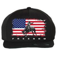 American Flag Horse Riding Rodeo Wool Snapback Cap
