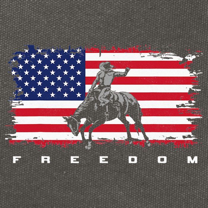 American Flag Horse Riding Rodeo Cotton Canvas Backpack