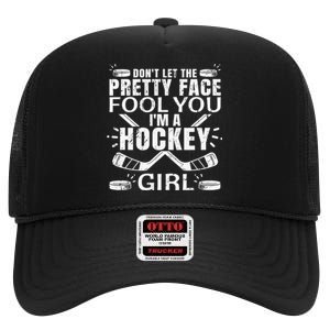 Awesome Field Hockey Player Silhouette Outfit High Crown Mesh Back Trucker Hat