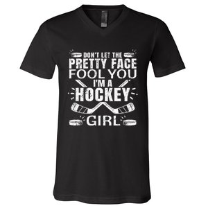 Awesome Field Hockey Player Silhouette Outfit V-Neck T-Shirt