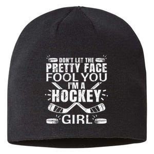 Awesome Field Hockey Player Silhouette Outfit Sustainable Beanie