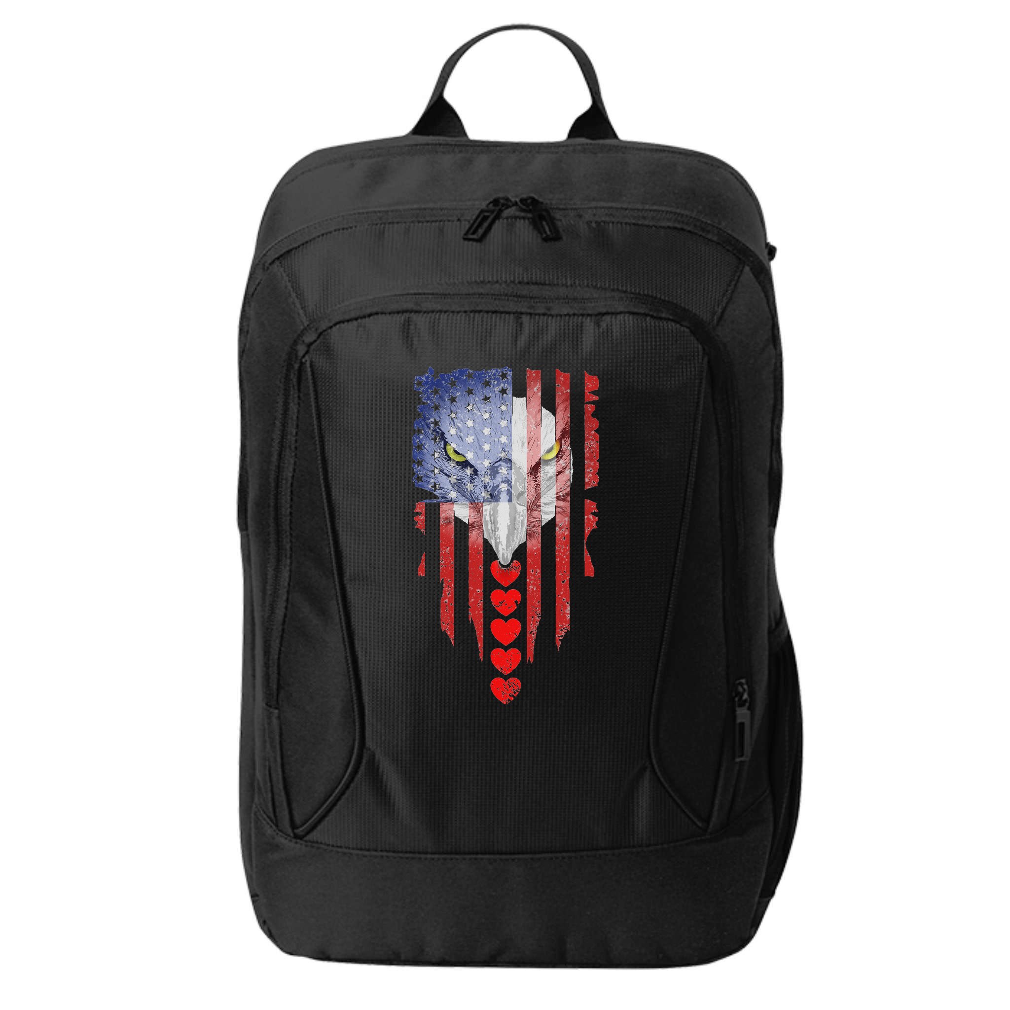 American Flag Hearts Bald Eagle Patriotic Vintage Usa City Backpack
