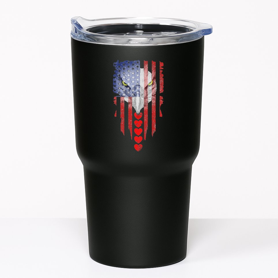 American Flag Hearts Bald Eagle Patriotic Vintage Usa Tumbler
