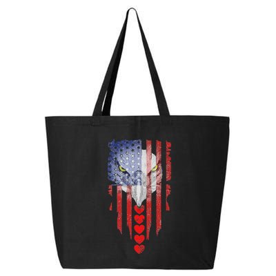 American Flag Hearts Bald Eagle Patriotic Vintage Usa 25L Jumbo Tote