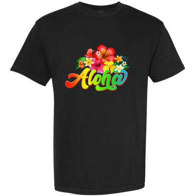 Aloha Flowers Hawaiian Funny Hawaii Beach Luau Party Garment-Dyed Heavyweight T-Shirt