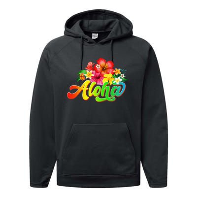 Aloha Flowers Hawaiian Funny Hawaii Beach Luau Party Performance Fleece Hoodie