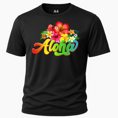 Aloha Flowers Hawaiian Funny Hawaii Beach Luau Party Cooling Performance Crew T-Shirt