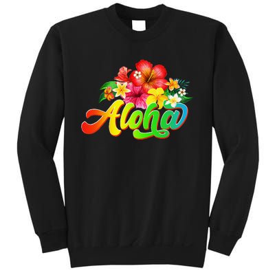 Aloha Flowers Hawaiian Funny Hawaii Beach Luau Party Sweatshirt