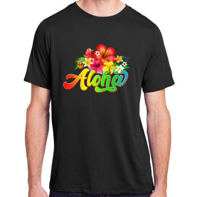 Aloha Flowers Hawaiian Funny Hawaii Beach Luau Party Adult ChromaSoft Performance T-Shirt