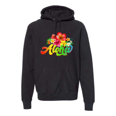 Aloha Flowers Hawaiian Funny Hawaii Beach Luau Party Premium Hoodie