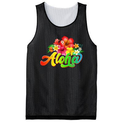 Aloha Flowers Hawaiian Funny Hawaii Beach Luau Party Mesh Reversible Basketball Jersey Tank