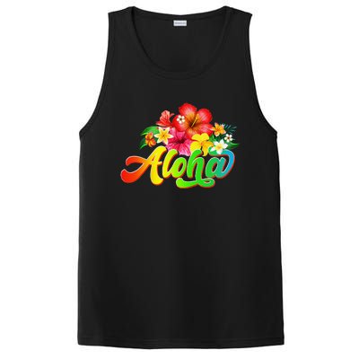 Aloha Flowers Hawaiian Funny Hawaii Beach Luau Party PosiCharge Competitor Tank